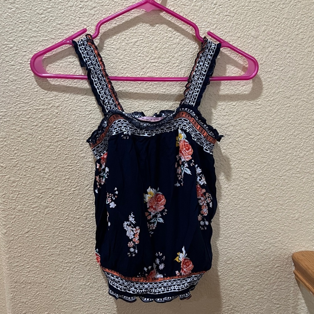 Navy blue floral tank top